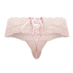 CANDYMAN Spitzen-Thong mit Schnürung Rosa