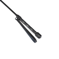 LIEBE SEELE Black Bond: Leather Riding Crop with wide Tip