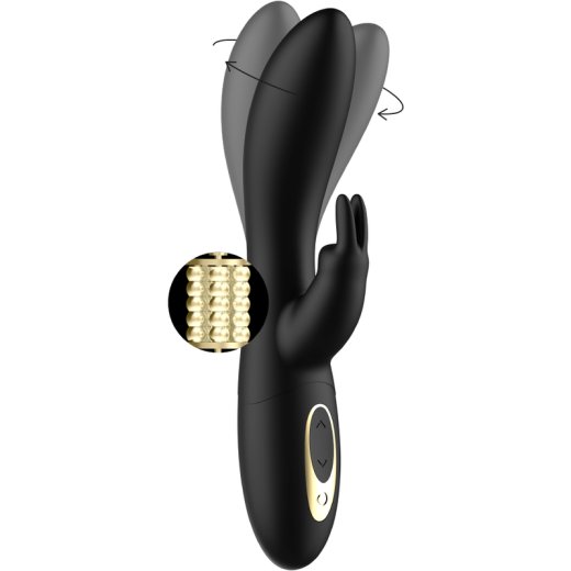 IBIZA Rotating Rabbit Vibrator mit rotierenden Perlen Schwarz