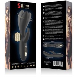 IBIZA Rotating Rabbit Vibrator mit rotierenden Perlen Schwarz