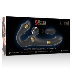 IBIZA Strapless Strap-On mit 3 Motoren & Fernbedienung Schwarz