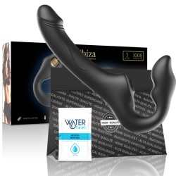 IBIZA Strapless Strap-On mit 3 Motoren & Fernbedienung Schwarz