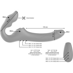 IBIZA Strapless Strap-On mit 3 Motoren & Fernbedienung Schwarz