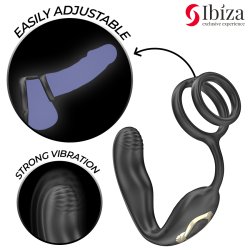 IBIZA Wiggle Prostata-Massager mit Cockring & Fernbedienung Schwarz