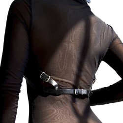 SUBBLIME Brust-Harness aus Leder Schwarz/ Silber OS