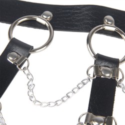 SUBBLIME Brust-Harness aus Leder mit Kettendetails Schwarz/ Silber OS