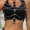 SUBBLIME Brust-Harness aus Leder mit Kettendetails Schwarz/ Silber OS