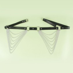 SUBBLIME Leder-Kettengürtel Schwarz/ Silber OS