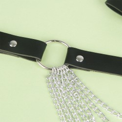 SUBBLIME Leder-Kettengürtel Schwarz/ Silber OS