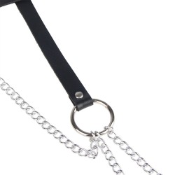 SUBBLIME Ledergürtel mit Ringen & Ketten Schwarz/ Silber OS