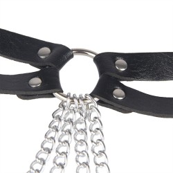 SUBBLIME Ledergürtel mit Ringen & Ketten Schwarz/ Silber OS