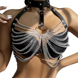 SUBBLIME Brust-Harness aus Leder mit Kettendetails...