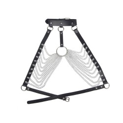 SUBBLIME Brust-Harness aus Leder mit Kettendetails Schwarz/ Silber OS