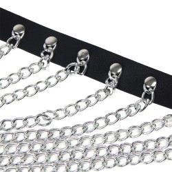 SUBBLIME Brust-Harness aus Leder mit Kettendetails Schwarz/ Silber OS