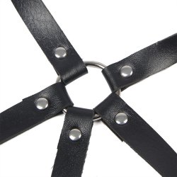 SUBBLIME Oberkörper-Harness aus Leder Schwarz/ Silber OS