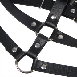 SUBBLIME Oberkörper-Harness aus Leder Schwarz/ Silber OS
