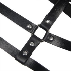 SUBBLIME Oberkörper-Harness aus Leder Schwarz/ Silber OS