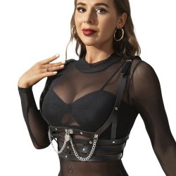 SUBBLIME Korsage-Harness aus Leder Schwarz/ Silber OS