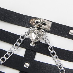SUBBLIME Korsage-Harness aus Leder Schwarz/ Silber OS