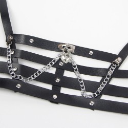 SUBBLIME Korsage-Harness aus Leder Schwarz/ Silber OS