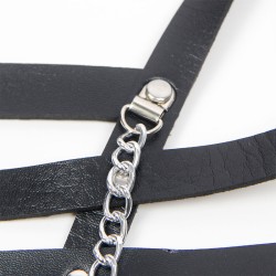 SUBBLIME Korsage-Harness aus Leder Schwarz/ Silber OS