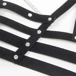 SUBBLIME Korsage-Harness aus Leder Schwarz/ Silber OS