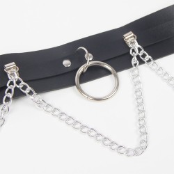 SUBBLIME Taillengürtel & Oberschenkel-Harness aus Leder Schwarz/ Silber OS