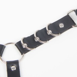 SUBBLIME Taillengürtel & Oberschenkel-Harness aus Leder Schwarz/ Silber OS