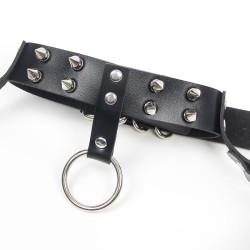 SUBBLIME BH-Harness aus Leder mit Kettendetails & Nieten-Halsband Schwarz/ Silber OS
