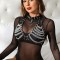 SUBBLIME BH-Harness aus Leder mit Kettendetails & Nieten-Halsband Schwarz/ Silber OS