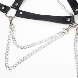 SUBBLIME BH-Harness aus Leder mit Kettendetails Schwarz/ Silber OS