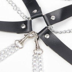 SUBBLIME BH-Harness aus Leder mit Kettendetails Schwarz/ Silber OS