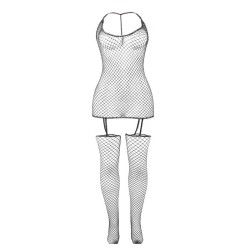 SUBBLIME Bodystocking 951955 Minikleid Schwarz/ Silber OS