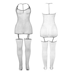 SUBBLIME Bodystocking 951955 Minikleid Schwarz/ Silber OS