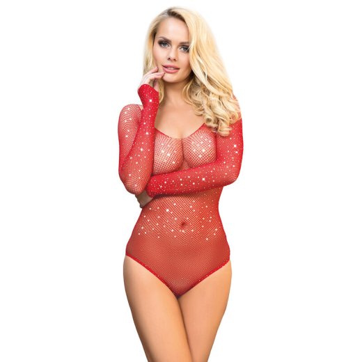 SUBBLIME Netzbody 952303 mit Strasssteinen Rot OS