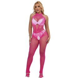 SUBBLIME Bodystocking 952389 Crotchless Pink OS