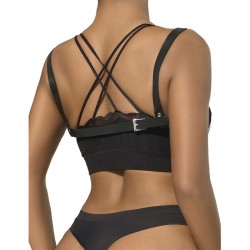 SUBBLIME Punk BH-Harness aus Leder Schwarz/ Silber OS