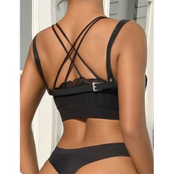 SUBBLIME Punk BH-Harness aus Leder Schwarz/ Silber OS