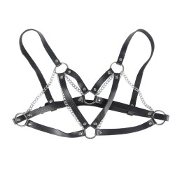 SUBBLIME Punk BH-Harness aus Leder Schwarz/ Silber OS