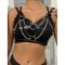 SUBBLIME Punk BH-Harness aus Leder Schwarz/ Silber OS