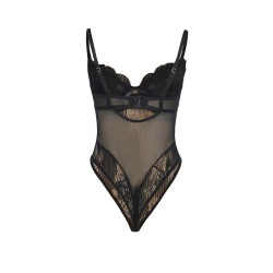 SUBBLIME Spitzenbody 955618 mit Push-up-Effekt Schwarz S/M