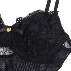 SUBBLIME Spitzenbody 955618 mit Push-up-Effekt Schwarz S/M