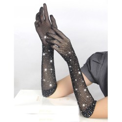 SUBBLIME Netzhandschuhe mit Strasssteinen Schwarz S/M