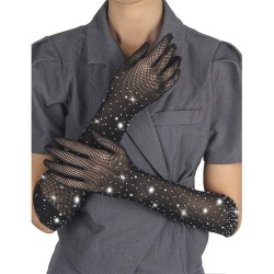 SUBBLIME Netzhandschuhe mit Strasssteinen Schwarz S/M