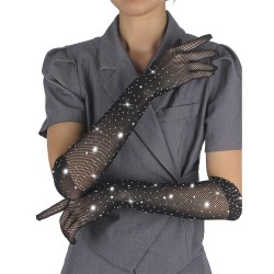 SUBBLIME Netzhandschuhe mit Strasssteinen Schwarz S/M