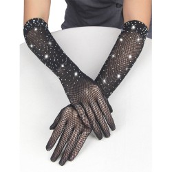 SUBBLIME Netzhandschuhe mit Strasssteinen Schwarz S/M