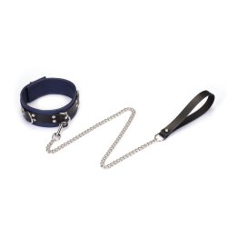 LIEBE SEELE Cerulean Dominion: Blue Leather Collar mit Leine