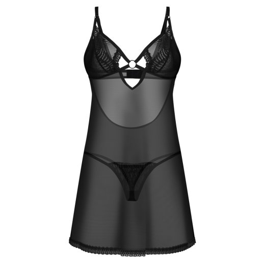 OBSESSIVE Alliane Chemise & Thong Schwarz