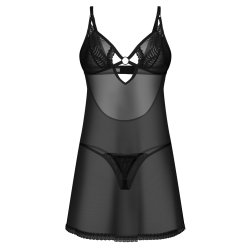 OBSESSIVE Alliane Chemise & Thong Schwarz