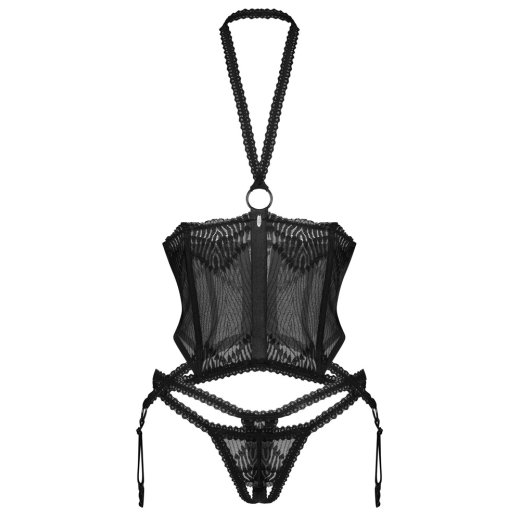 OBSESSIVE Alliane Korsett & Crotchless Thong Schwarz